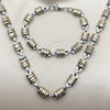 Stainless Steel Necklace and Bracelet, Paperclip Design, Polished, Two Tone, 06.116.0013.1.22