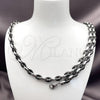 Stainless Steel Necklace and Bracelet, Puff Mariner Design, Polished, Two Tone, 06.116.0225.22