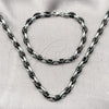 Stainless Steel Necklace and Bracelet, Puff Mariner Design, Polished, Two Tone, 06.116.0225.22