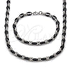 Stainless Steel Necklace and Bracelet, Puff Mariner Design, Polished, Two Tone, 06.116.0225.22