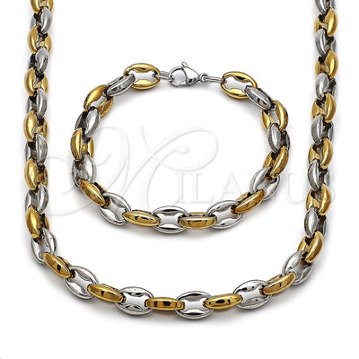 Stainless Steel Necklace and Bracelet, Puff Mariner Design, Polished, Two Tone, 06.116.0226.22 for wholesale, main product view