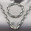 Stainless Steel Necklace and Bracelet, Puff Mariner Design, Polished, Steel Finish, 06.116.0227.22