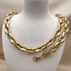 Stainless Steel Necklace and Bracelet, Puff Mariner Design, Polished, Golden Finish, 06.116.0227.1.22