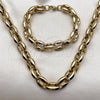Stainless Steel Necklace and Bracelet, Puff Mariner Design, Polished, Golden Finish, 06.116.0227.1.22
