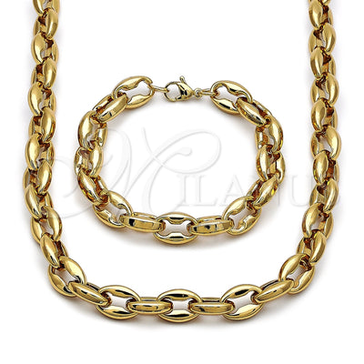 stainless steel puff mariner necklace and bracelet set - product view - Milanus SKU 167027 for wholesale, main product view