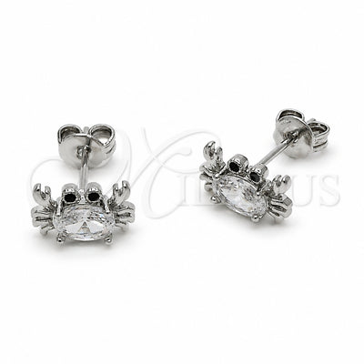 Rhodium Gold Filled Stud Earring, with White Cubic Zirconia, Polished, Rhodium Finish, 02.310.0132