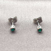 Rhodium Gold Filled Stud Earring, with Green Cubic Zirconia, Polished, Rhodium Finish, 02.310.0133