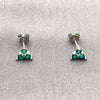 Rhodium Gold Filled Stud Earring, Flower Design, with Green Cubic Zirconia, Polished, Rhodium Finish, 02.310.0134