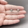 Rhodium Gold Filled Stud Earring, Cross Design, with Green Cubic Zirconia, Polished, Rhodium Finish, 02.310.0136