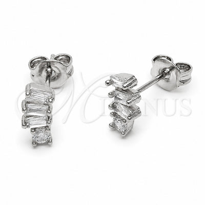 Rhodium Gold Filled Stud Earring, with White Cubic Zirconia, Polished, Rhodium Finish, 02.310.0137