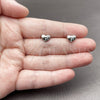 Rhodium Gold Filled Stud Earring, Heart Design, with White Cubic Zirconia, Polished, Rhodium Finish, 02.310.0138