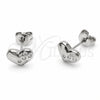 Rhodium Gold Filled Stud Earring, Heart Design, with White Cubic Zirconia, Polished, Rhodium Finish, 02.310.0138
