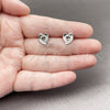 Rhodium Gold Filled Stud Earring, Heart Design, with White Cubic Zirconia, Polished, Rhodium Finish, 02.310.0139