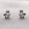 White Gold Filled Stud Earring, Butterfly Design, with White Cubic Zirconia, Polished, Rhodium Finish, 02.310.0140