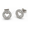 White Gold Filled Stud Earring, Heart Design, with White Cubic Zirconia, Polished, Rhodium Finish, 02.310.0141