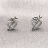 Rhodium Gold Filled Stud Earring, Heart and Arrow Design, with White Cubic Zirconia, Polished, Rhodium Finish, 02.310.0142