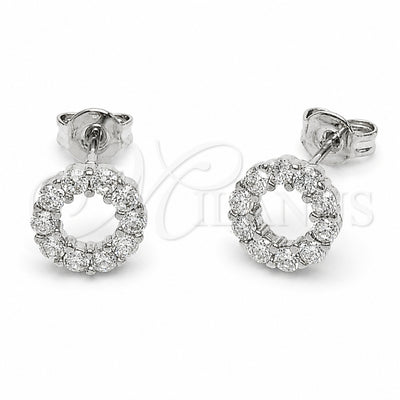 Rhodium Gold Filled Stud Earring, with White Cubic Zirconia, Polished, Rhodium Finish, 02.310.0145