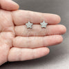 White Gold Filled Stud Earring, Star Design, with White Cubic Zirconia, Polished, Rhodium Finish, 02.310.0146