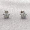 White Gold Filled Stud Earring, Star Design, with White Cubic Zirconia, Polished, Rhodium Finish, 02.310.0146