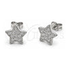White Gold Filled Stud Earring, Star Design, with White Cubic Zirconia, Polished, Rhodium Finish, 02.310.0146