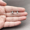 Rhodium Gold Filled Stud Earring, Owl Design, with Black and White Cubic Zirconia, Polished, Rhodium Finish, 02.310.0147