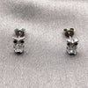 Rhodium Gold Filled Stud Earring, Owl Design, with Black and White Cubic Zirconia, Polished, Rhodium Finish, 02.310.0147
