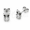 Rhodium Gold Filled Stud Earring, Owl Design, with Black and White Cubic Zirconia, Polished, Rhodium Finish, 02.310.0147