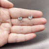 White Gold Filled Stud Earring, Heart Design, with White Cubic Zirconia, Polished, Rhodium Finish, 02.310.0148
