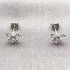 White Gold Filled Stud Earring, Heart Design, with White Cubic Zirconia, Polished, Rhodium Finish, 02.310.0148