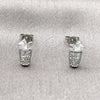 Rhodium Gold Filled Stud Earring, Drink Glass Design, with White Micro Pave, Polished, Rhodium Finish, 02.310.0150