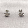 Rhodium Gold Filled Stud Earring, Bird Design, with White and Black Micro Pave, Polished, Rhodium Finish, 02.310.0152