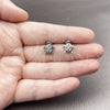 Rhodium Gold Filled Stud Earring, Turtle Design, with White Cubic Zirconia, Polished, Rhodium Finish, 02.310.0154
