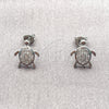 Rhodium Gold Filled Stud Earring, Turtle Design, with White Cubic Zirconia, Polished, Rhodium Finish, 02.310.0154