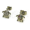 Rhodium Gold Filled Stud Earring, Turtle Design, with White Cubic Zirconia, Polished, Rhodium Finish, 02.310.0154