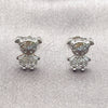 White Gold Filled Stud Earring, Little Girl Design, with White Cubic Zirconia, Polished, Rhodium Finish, 02.310.0155