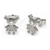 White Gold Filled Stud Earring, Little Girl Design, with White Cubic Zirconia, Polished, Rhodium Finish, 02.310.0155