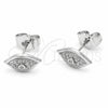 Rhodium Gold Filled Stud Earring, Evil Eye Design, with White Cubic Zirconia, Polished, Rhodium Finish, 02.310.0156