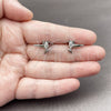 Rhodium Gold Filled Stud Earring, Bird Design, with White Cubic Zirconia and Black Micro Pave, Polished, Rhodium Finish, 02.310.0157