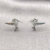Rhodium Gold Filled Stud Earring, Bird Design, with White Cubic Zirconia and Black Micro Pave, Polished, Rhodium Finish, 02.310.0157