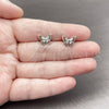 Rhodium Gold Filled Stud Earring, Butterfly Design, with White Micro Pave, Polished, Rhodium Finish, 02.310.0159