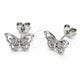 Rhodium Gold Filled Stud Earring, Butterfly Design, with White Micro Pave, Polished, Rhodium Finish, 02.310.0159