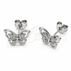 Rhodium Gold Filled Stud Earring, Butterfly Design, with White Micro Pave, Polished, Rhodium Finish, 02.310.0159