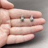 Rhodium Gold Filled Stud Earring, Pineapple Design, with Multicolor Cubic Zirconia, Polished, Rhodium Finish, 02.310.0160