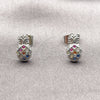 Rhodium Gold Filled Stud Earring, Pineapple Design, with Multicolor Cubic Zirconia, Polished, Rhodium Finish, 02.310.0160