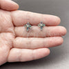 Rhodium Gold Filled Stud Earring, Cross Design, with Multicolor Cubic Zirconia, Polished, Rhodium Finish, 02.310.0163