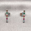 White Gold Filled Stud Earring, with Multicolor Cubic Zirconia, Polished, Rhodium Finish, 02.310.0164