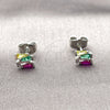 White Gold Filled Stud Earring, with Multicolor Cubic Zirconia, Polished, Rhodium Finish, 02.310.0169