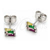 White Gold Filled Stud Earring, with Multicolor Cubic Zirconia, Polished, Rhodium Finish, 02.310.0169