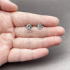Rhodium Gold Filled Stud Earring, Crown Design, with Turquoise Cubic Zirconia, Blue Enamel Finish, Rhodium Finish, 02.310.0170