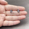 Rhodium Gold Filled Stud Earring, Tree Design, with Sapphire Blue Cubic Zirconia, Polished, Rhodium Finish, 02.310.0171